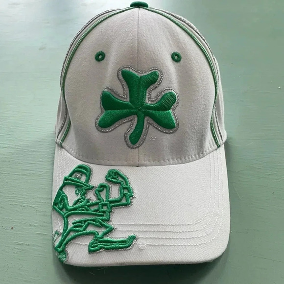 Vintage 90s Notre Dame Top of the World  baseball cap, white & green - Picture 3 of 9
